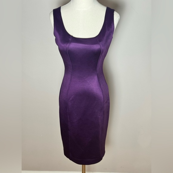 Versace Purple Scoop Neck Sheath Dress Size 40 - Picture 7 of 11